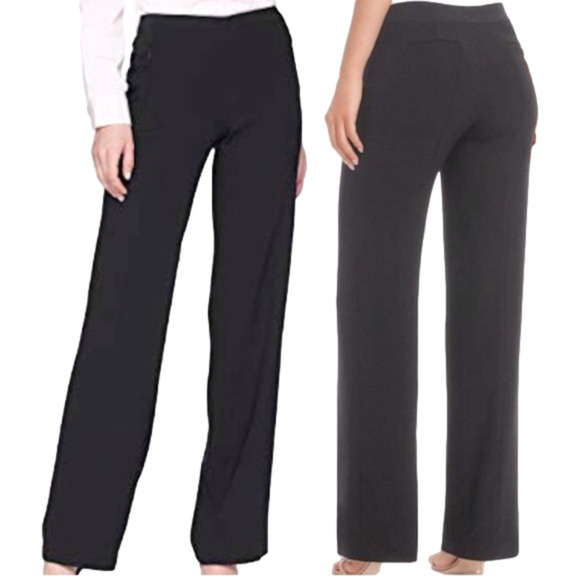 Tahari Womens Wide Leg High Waisted Trousers Charcoal Gray Career Pants Size 10 - Picture 1 of 15